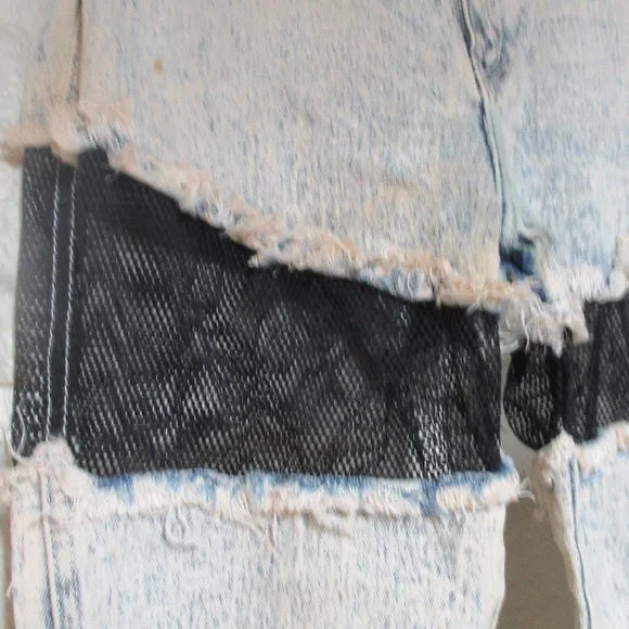 Vintage Retro Traffic Acid Wash Fishnet Jeans Size 7/8 - Picture 4 of 6